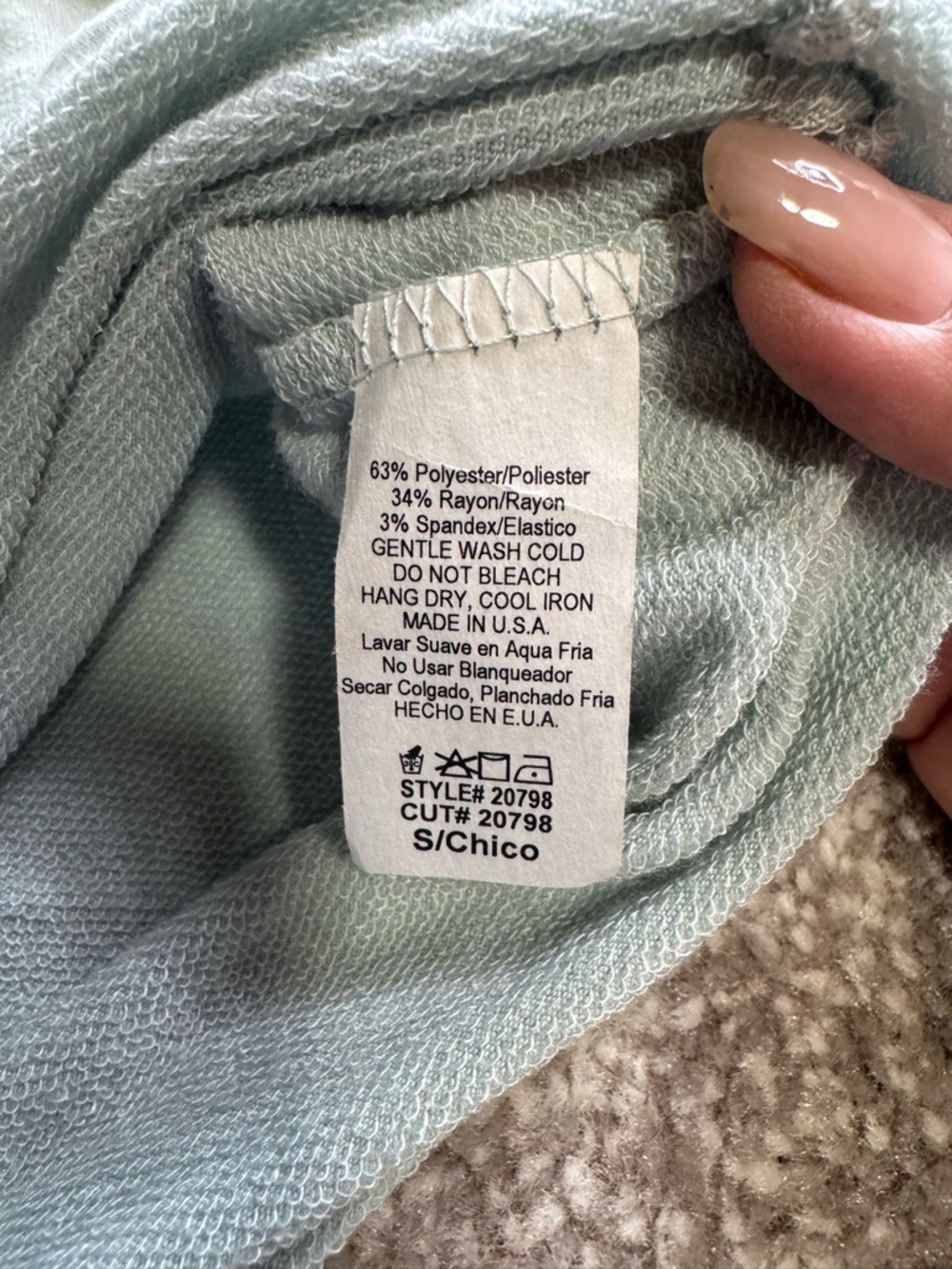 Mystree Mint Raglan Long-Sleeve Top with Striped Sleeves - size small - Picture 6 of 8